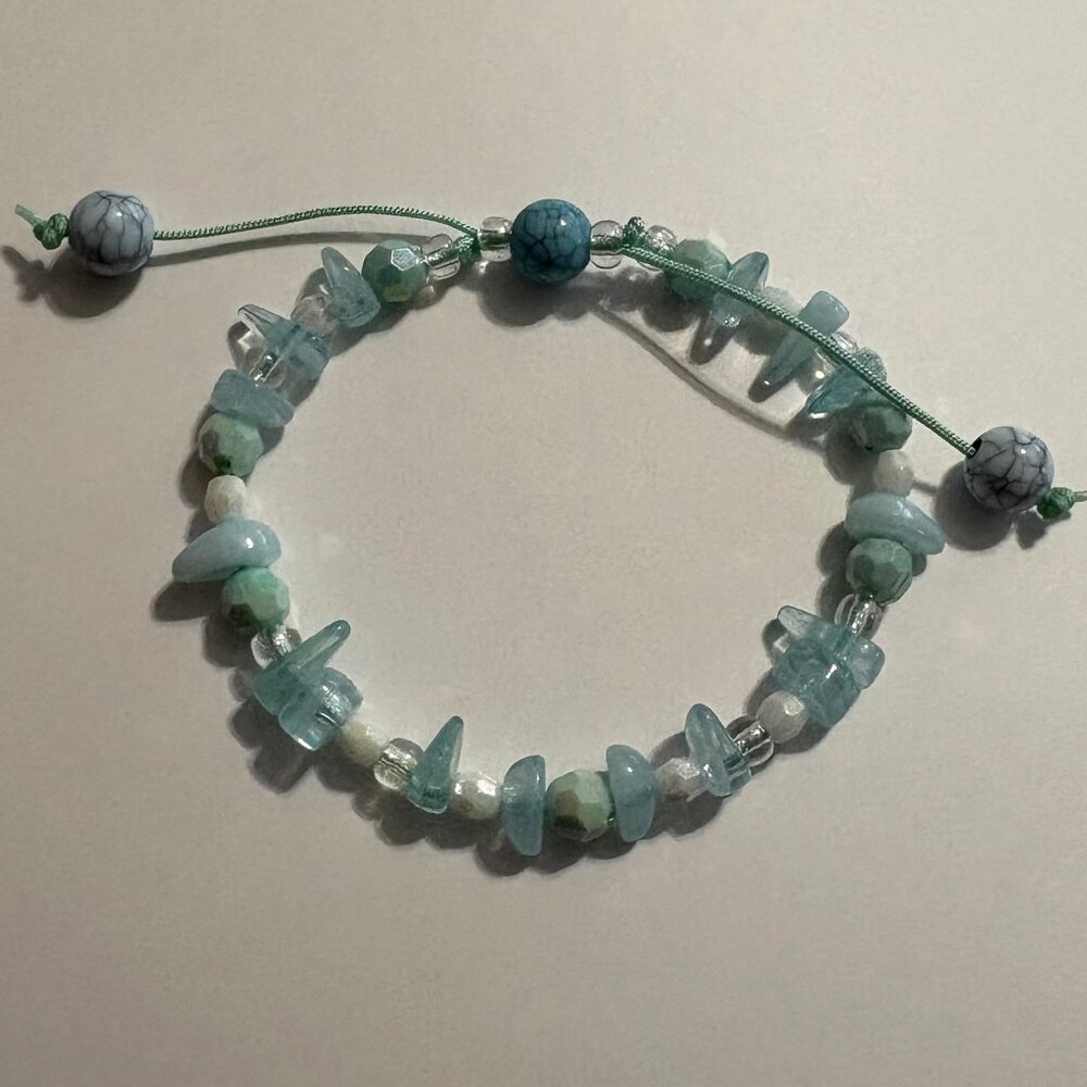Blue Dyed Crystal Handmade Bracelet